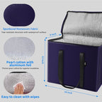 2-Pack Reusable Insulated Grocery Bags with Zippered Top, Heavy Duty Cooler Bags for Frozen Foods, Waterproof and Foldable Bag for Cold Storage & Travel– Dark Purple