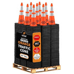 Xpose Safety 28 Inch Orange Slim Line Traffic Cones Heavy Duty 10lb 6" & 4" Collar - Bulk Full Pallet 279 Pack - Multipurpose PVC Plastic Safety Cone Parking, Caution & Construction - DOT Approved