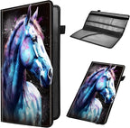 Car Registration and Insurance Holder, Leather Car Glove Box Organizer, Cool Car Accessories for ID, Driver's License Cards & Essential Document,business cards,Men&Women,Watercolor Horses