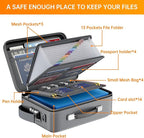 DocSafe Fireproof Document Box with Lock＆Shoulder Strap,Hard Case File Organizer with Accordion File Folder,Multi-Layer Portable Home Office Travel Safe Storage for Important Documents Laptop Gray
