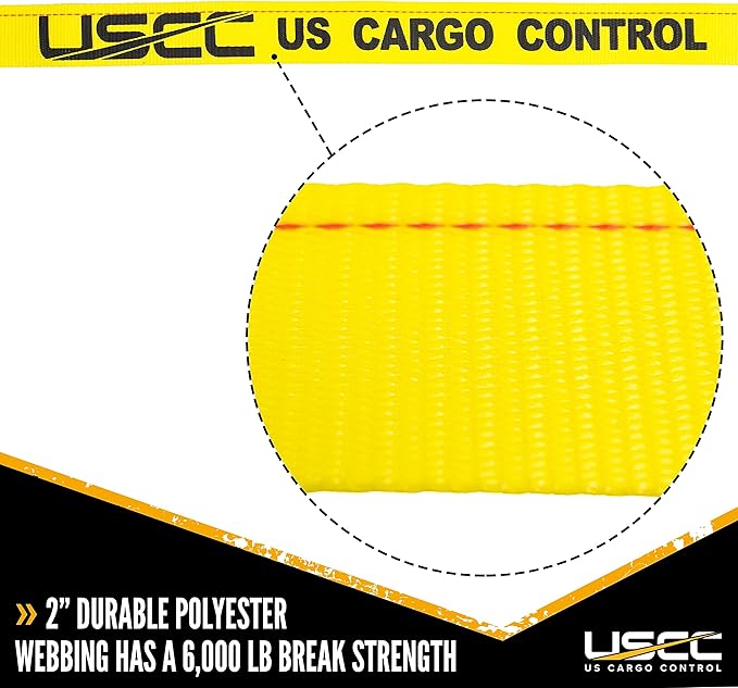 US Cargo Control E-Track Cam Buckle Straps (2-Pack), 2 Inch x 12 Foot E Track Straps with Cam Buckle and Spring E-Fittings, 2,500 LBS Break Strength, Easy-to-Use Tiedowns in Vans and Trailers