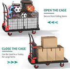 YITAHOME Platform Truck Cart with Cage, 42 x 26 in 1000LBS Capacity Folding Cart with Wheels,Heavy Duty Hand Moving Cart,Foldable Dolly Cart with Basket for Warehouse Luggage Moving