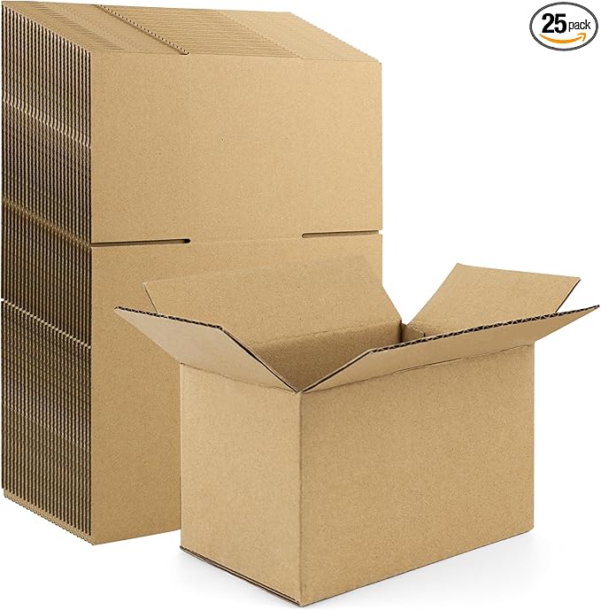 Frametory 6x4x4 Pack of 25 Corrugated Cardboard Packing Shipping Mailing Moving Carton Boxes, Brown