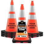 Xpose Safety 28 Inch Orange Traffic Cones with 6" & 4" Collar, 8-Pack - Multipurpose PVC Plastic Safety Cone for Parking, Soccer, Caution, Kids and Construction - DOT Approved