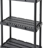 Gracious Living 2 Pack Light Duty Storage Shelves, Knect-A-Shelf 3-Shelf Ventilated Shelving Rack Organizer for Home, Garage, Basement, Laundry, Black