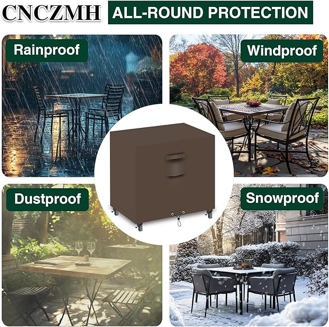 Heavy Duty Patio Furniture Covers Waterproof, 600D Outdoor Furniture Cover Waterproof for Sectional Sofa Couch, Outdoor Dining Table and Chair Set Covers 36''L x 24''W x 35''H, Brown