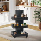 BarberPub Multi-Functional Kitchen Trolley with Lockable Wheels, 3-Tier Tool Storage Organizer, Mobile Cart for Kitchen, Craft Room, Living Room, Office 2038 (Black)