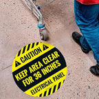Caution Electrical Panel Keep Area Clear for 36 Inches Circle Floor 10x10 inches, Floor Decal Anti-Slip Adhesive Floor Sign Made in USA