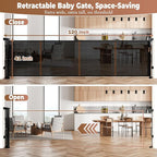 120" Retractable Baby Gate Extra Wide, 41" Tall Retractable Dog Gate for Stairs, Doorways, Decks, Mesh Gate Long Child Gate Pet Gate for Indoor, Outdoor, with Reinforced Mesh Rods, Dual Locks