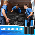 Jutom 16 Pcs Stretch Wrap Roll Plastic Wrap for Moving with 2 Handles 5 x 1000 ft Packaging Shrink Film Self Adhering Shipping Supplies for Moving Furniture Pallet(Black, Blue)