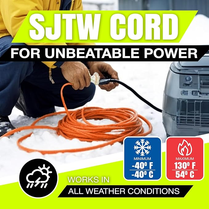 3ft Outdoor/Indoor Extension Cord 3-Outlet 12/3 Gauge Extra Heavy Duty ETL Listed, 3 Prong SJTW, Waterproof, Flexible Cold-Resistant Long Power Cord,15A 125V 1875W, Orange by LifeSupplyUSA