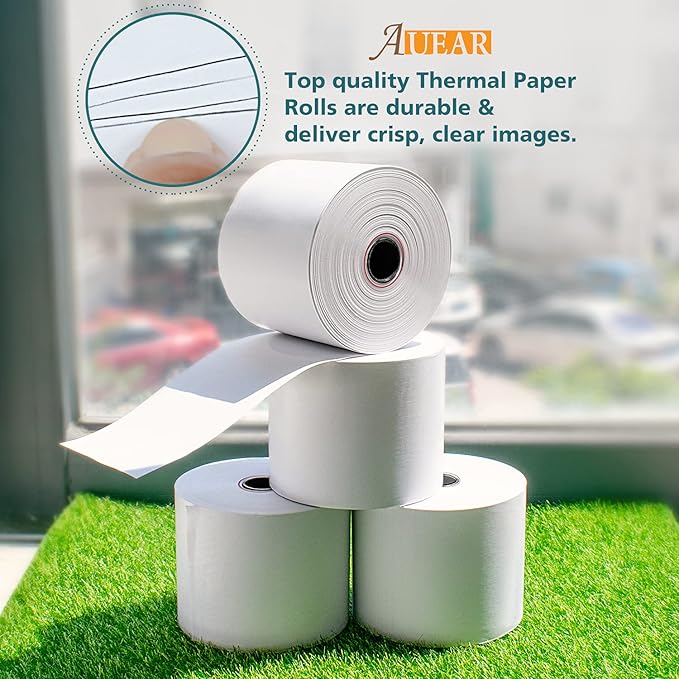 AUEAR, Thermal Cash Register POS Paper Rolls, 2 1/4" x 230' - BPA Free (100 Pack)