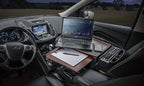 AutoExec GripMaster Car Desk for Your Vehicle Workstation and Mobile Office, Mahogany with 400 watt Power Inverter