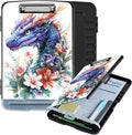 Clipboard with Storage Box & Pen Holder,Heavy Duty Clip Boards 8.5x11 for Nursing,High Capacity,School & Office Supplies,Floral Dragon Art