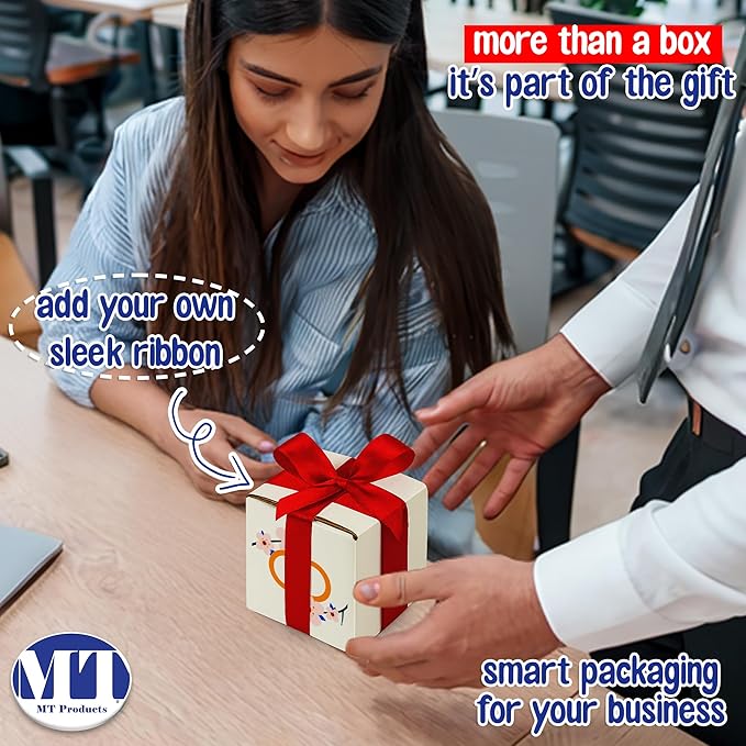 MT Products Custom Printed White Cardboard Shipping Boxes 5" x 5" x 5" - Personalized Mailing Boxes and for Gifting
