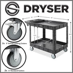 Dryser Utility Cart with Wheels, 46" x 25" Heavy Duty 550 lb. Capacity with Shelves - 2 Tier Rolling Cart with Two 5" Swivel Casters for Warehouse, Garage, Cleaning