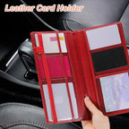 HARFINGTON Car Registration and Insurance Holder 9.45" x 5.04" PU Leather Vehicle Glove Box Organizer Storage Accessories Men Women Car ID Holder for License ID Card Bank Card, Burgundy