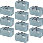 VENO 10 Pack Moving and Storage Bags, Heavy Duty, Alternative to Moving Boxes, Large Packing Totes Supplies for College Dorm Room with Zipper for Clothes, Wide Open Design (Light Blue Matte, 10 Pack)