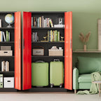INTERGREAT Metal Storage Cabinet with Lock, 61" H Metal Cabinets Storage with 2 Doors and 4 Adjustable Shelves, Locking Garage Cabinet for Home Office, Kitchen, Bathroom (Black Red)