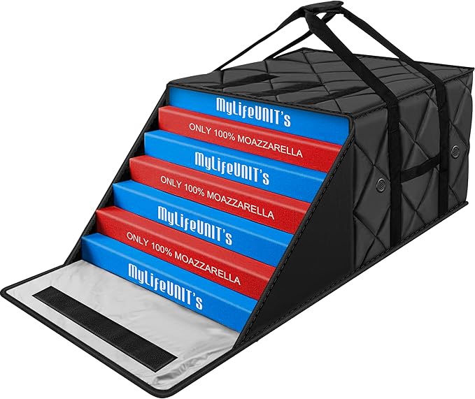 MyLifeUNIT Pizza Bag for Delivery, Thermal Insulated Pizza and Food Delivery Bag, 20" x 20" x 14" Pizza Warmer Bag, Holds 6-7 Large 18" Pizza Boxes, Hot Pizza Carrier Insulated Bags