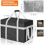 XXXL Insulated Food Delivery Bag with Removable Hard Bottom, Reusable Insulated Grocery Bag for Hot and Cold Food, Catering Cooler for Doordash, Warmers, Parties (Black,1 Pack)