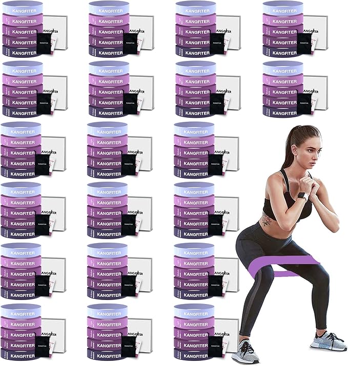 100 PCS Bulk Resistance Bands, Loop Exercise Bands Set for Gym Members Sports Class Students Gift, 5 Pieces Each Set with Storage Bag, Fitness Bands for Outdoor Home Gym Yoga Pilates