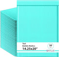 Teal 14.25x20 Inch Poly Bubble Mailers #7 | Self Seal Large Padded Envelopes | Air Cushioned Bubble Mailer | Usable Size 14.25x19 Inch | Waterproof Lightweight Mailing Shipping Bags | 50 Pack Bulk