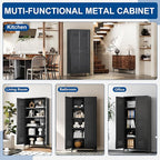 Metal Storage Cabinet-61” Tall Steel File Cabinets with Doors and 4 Adjustable Shelves-Black Steel Storage Cabinet for Home,Kitchen, School, Office, Garage
