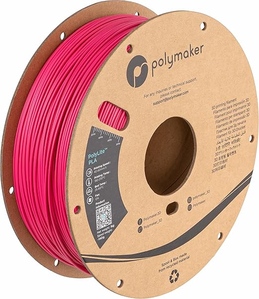 Polymaker PLA Filament, Magenta 3D Printing PLA Filament 1.75mm 1kg - PolyLite 3D Printer PLA Filament, Dimensional Accuracy +/- 0.03mm, Compatible with Most 3D Printer, Magenta