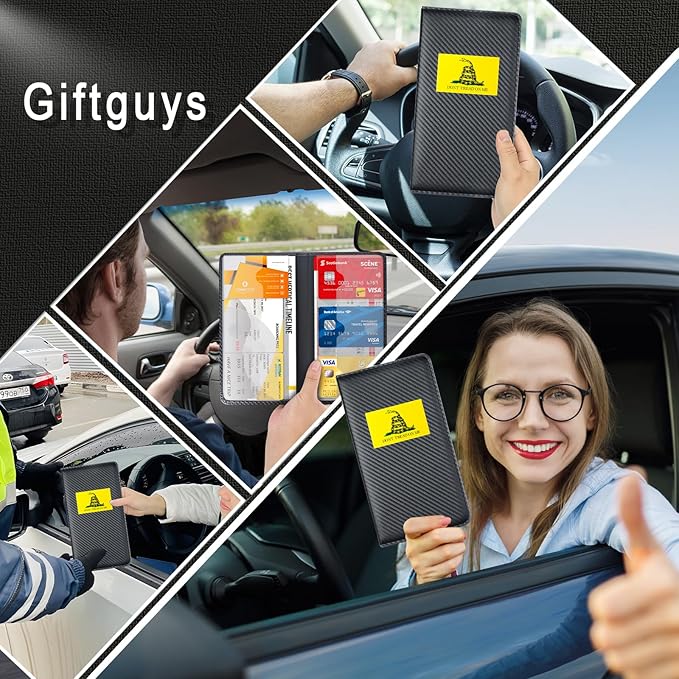 Car Insurance and Registration Card Holder | for BMW Ford Tesla Cadillac All Cars | Store Cards, ID License & Essential Documents | Premium Leather with Magnetic Closure