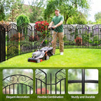 8 Panels 40in(H) Decorative Garden Fence, Total 18ft L Heavy Duty Iron Metal No Dig Animal Barrier Fence, Tall Garden Border Fencing, Temporary Dog Fencing Outdoor for Yard