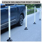 OrangeStar 8 Pack Delineator Post 48" White Traffic Delineator Cones with Fixable Base for Road Safety, Parking Lots