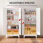 COFaR 61" Tall Pantry Cabinet with Adjustable Shelves, White Storage Cabinet with Doors and Shelves, Sturdy Freestanding Cupboard for Kitchen Pantry, Bathroom Storage, Living Room & Office
