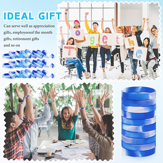 Liliful 100 Pcs Silicone Rubber Wristbands Rubber Wristband Bracelet Bands for Silicone Wristbands for Women Men(Dark Blue and White)