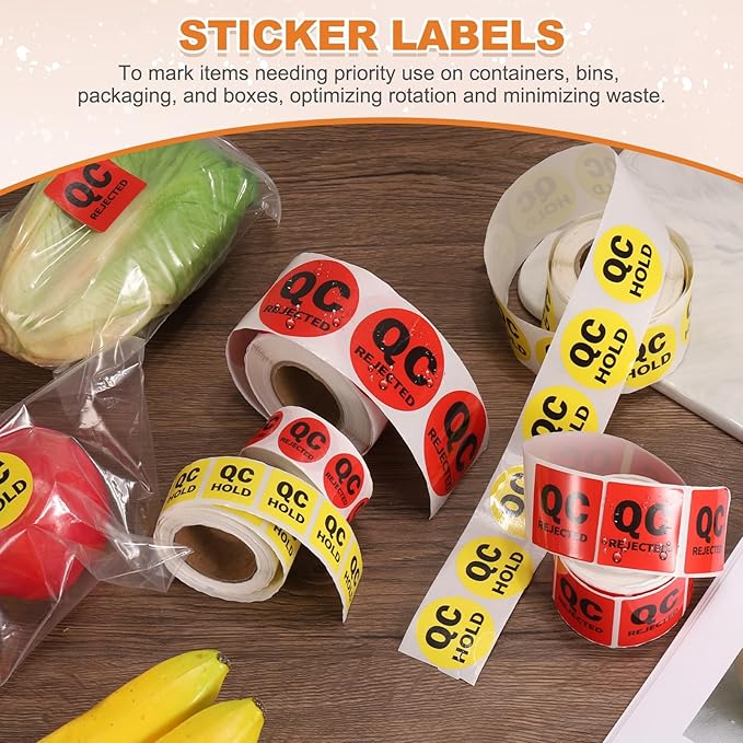 PATIKIL 360 Pcs 1 Roll QC Hold Labels, 2 Inch Circle Inventory Control Adhesive Round Labels Food Service Quality Control Stickers for Warehouse Management Inspection, Yellow