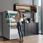 Wilprep Commercial Display Refrigerator, 27" Open Air Merchandiser with 6.7 cu. ft. Volume LED Lighting Night Curtain, Grab and Go Display Refrigerator Showcase for Store Cafe Bar Shop