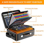 DocSafe Fireproof Document Box with Lock, Hard Case File Organizer with Accordion File Folder, Fireproof Water Resistant Safe Box Home Office Travel Storage for Important Documents Laptop Black