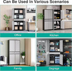 Metal Storage Cabinet with Doors and Shelves,Garage Storage Cabinets with Lock and Drawer,Metal Cabinet with Locking Doors,4 Door Steel Cabinet,71" Tall Lockable Cabinets for Garage,Home,Office