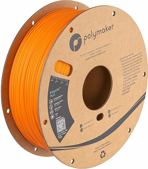 Polymaker PLA Filament, Orange 3D Printing PLA Filament 1.75mm 1kg - PolyLite 3D Printer PLA Filament, Dimensional Accuracy +/- 0.03mm, Compatible with Most 3D Printer, Orange