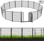ADAVIN Tall Garden Fence 40 in(H)×31 Ft(L) 14 Panels, Heavy Duty Iron Metal Fence with Gate Low Threshold, Dogs Rabbit Fences Outdoor Camping, Flower Bed Fencing Border, Temporary Black Yard Fences