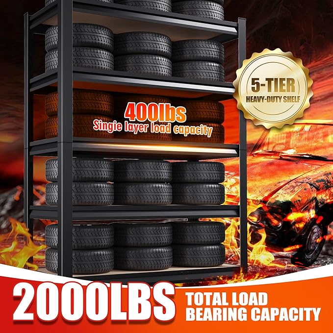 71"H Garage Shelving-5 Tier Garage Storage Shelves,Adjustable Heavy Duty Metal Shelving Unit and Storage Large Rack,Utility Steel Shelf For Warehouse Industrial Pantry Basement Organizers 71"x32"x14"