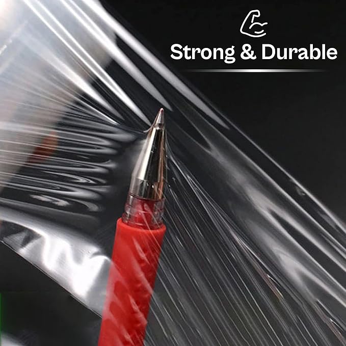 PSBM 24 Rolls 4 Inch x 650 Feet 100 Gauge Mini Stretch Film/Wrap with Plastic Handle, Heavy Duty Industrial Strength Clear Shrink Plastic Wrap for Moving, Packing, Shipping, Bundling & Storage