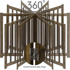 LZRS 6-Panel Extra-Wide Freestanding Wooden Dog Gate Indoor – 24”High Foldable Safety Pet Barrier for Doorways, Hallways, Kitchens, Durable Design fit Small to Medium Dogs, Walnutl