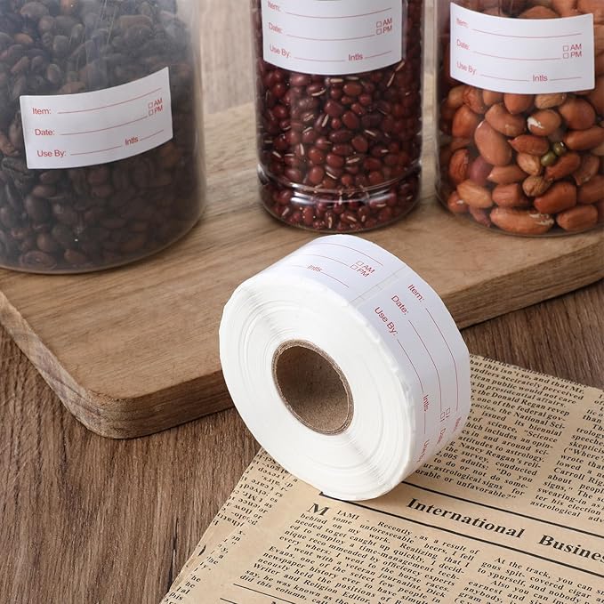Dissolvable Labels, 1Rolls 500 Pieces 1 x 2 Inch Dissolvable Stickers Labels Food Storage Freezer Date Stickers for Refrigerator Removable Food Label for Freezer Refrigerator Foods Containers