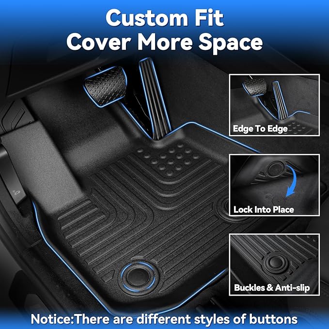 Hutisya-Floor Mats & Cargo Liner with Backrest Set Fit for Buick Enclave 2025 2026/Acadia & Acadia Denali/Chevy Traverse(7seats) 2024-2026 All Weather Protection TPE Full Set Liners -Black