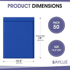 Royal Blue 14.25x20 Inch Poly Bubble Mailers #7 | Self Seal Large Padded Envelopes | Air Cushioned Bubble Mailer | Usable Size 14.25x19 Inch | Waterproof Lightweight Mailing Shipping Bags | 50 Pack