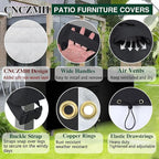 Square Heavy Duty Patio Table Covers Waterproof, 600D Outdoor Dining Table and Chair Set Covers, Outdoor Furniture Cover Waterproof for Sectional Sofa Couch 42''L x 42''W x 28''H, Black
