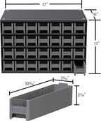 Akro-Mils Steel Garage Storage Cabinet, Small Parts Organizer Metal Cabinet for Hardware, Nails, Screws, Bolts, Nuts, and More, 17" W x 11" D x 11" H, 28-Drawer, Gray Cabinet/Blue Drawers (19228)