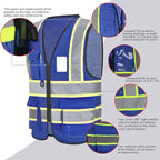 A-SAFETY Mesh High Vis Vest Lightweight Reflective Construction Vest with Pockets Safety Vest for Men/Women