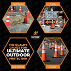 Xpose Safety 28 Inch Orange Slim Line Traffic Cones Heavy Duty 10lb with 6" & 4" Collars, 12 Pack Multipurpose PVC Plastic Safety Cone for Parking, Soccer, Caution, Kids & Construction - DOT Approved